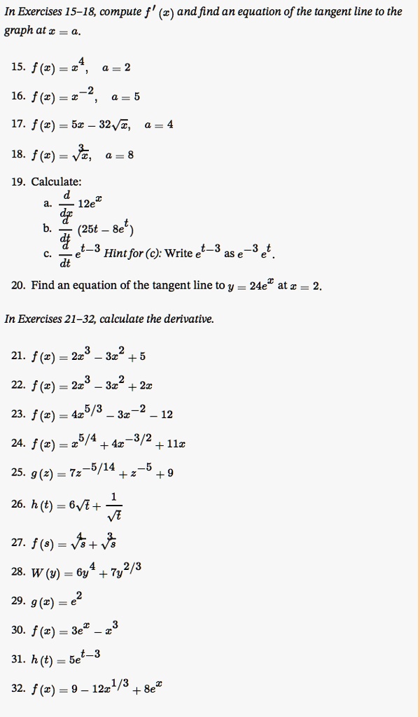 Solved In Exercises 15 18 Compute F 2 And Find An Equation Of The Tangent Line To The Graph At I 15 F 2 2 A 2 16 F Solved In Exercises 15 18 Compute F 2 And Find An Equation Of The Tangent Line To The Graph At I 15 F 2 2 A 2 16 F