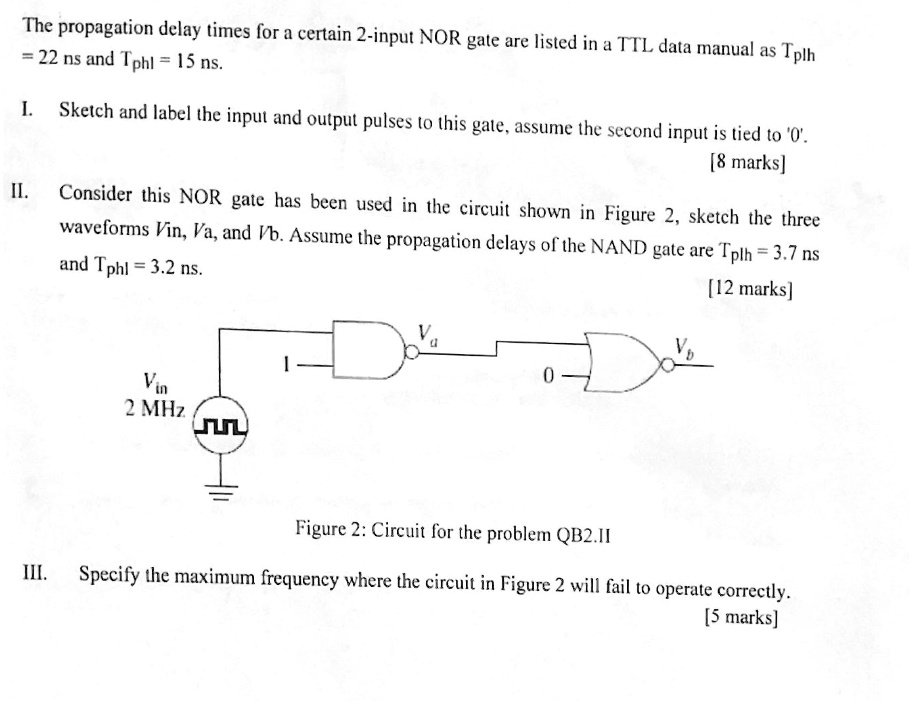 Tplh SOLVED: The propagation delay times for a certain 2-input NOR gate are ...
