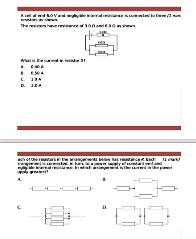 SOLVED A cell of emf 0 V and negligible interal resistance is