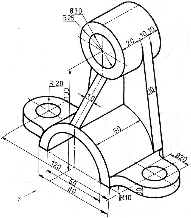 SOLVED: Draw the Figure shown below using AutoCAD commands: Front View ...