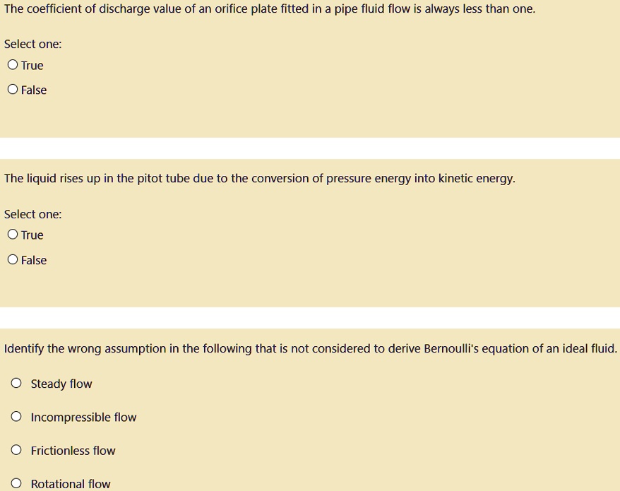 SOLVED The coefficient of discharge value of an orifice plate fitted