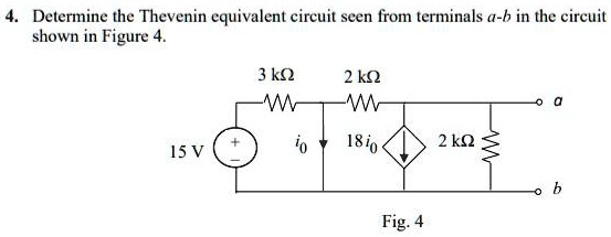 SOLVED: Determine the Thevenin equivalent circuit seen from terminals a ...