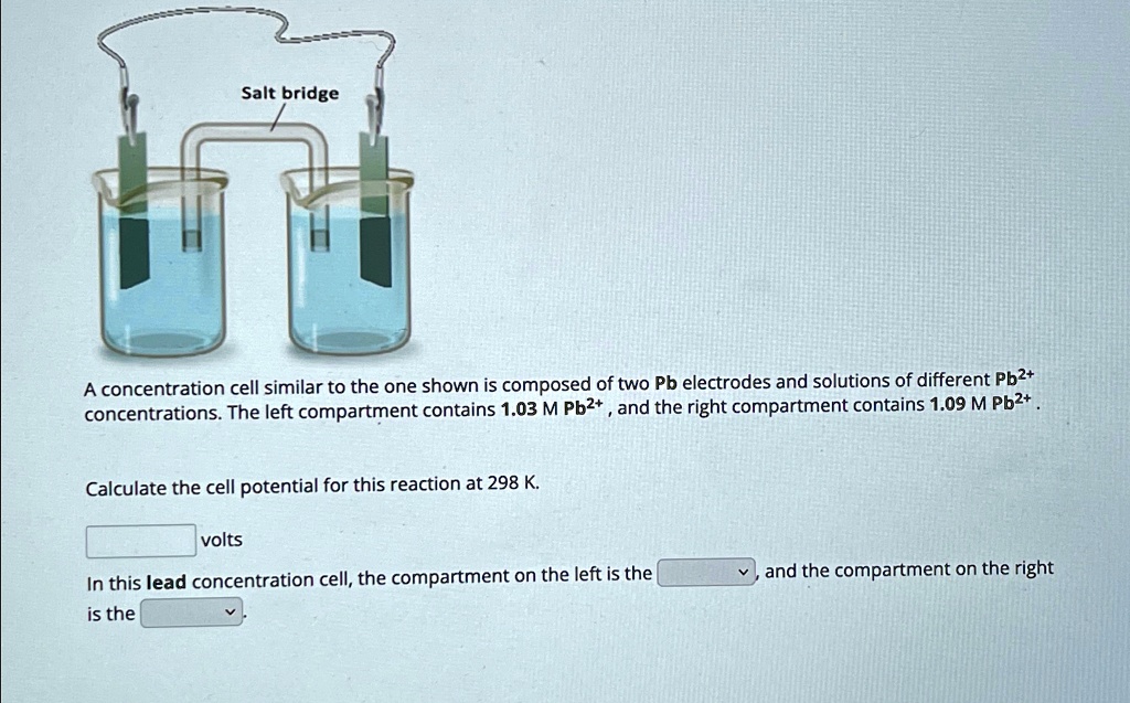 A concentration cell similar to the one shown is composed of two Pb ...