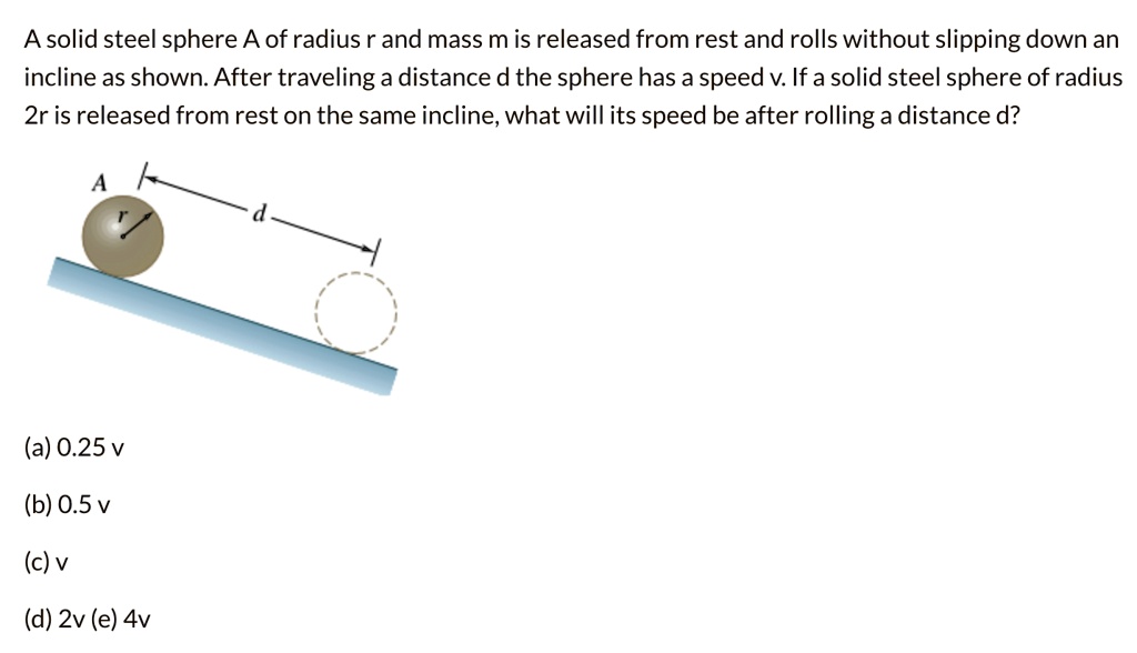 SOLVED: A solid steel sphere A of radius r and mass m is released from ...