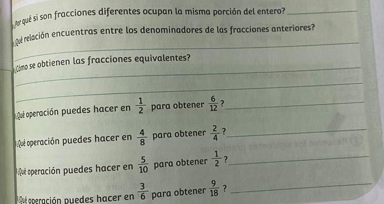 prquési son fracciones diferentes ocupan la misma porción del entero