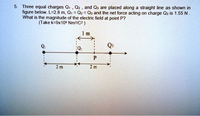 Solved Three Equal Charges Q1 02 And Qz Are Placed Along A Straight