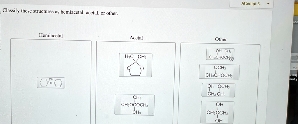 Classify These Structures As Hemiacetal Acetal Or Other