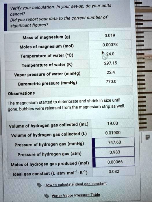 SOLVED Verify your calculation. In your setUP, do your units cancel