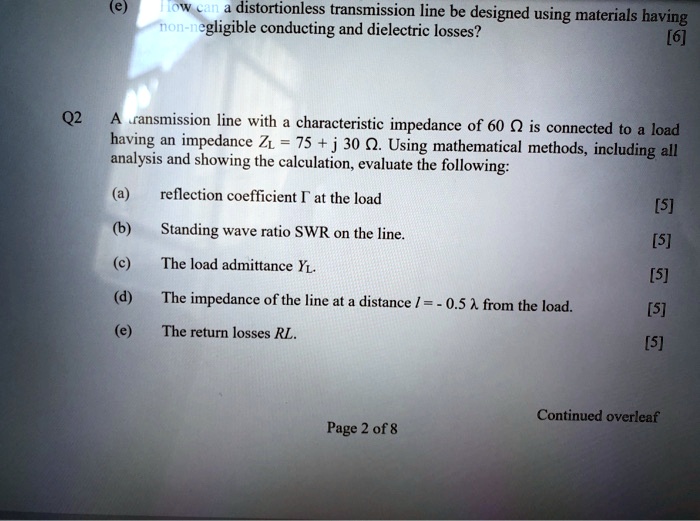 transmission line calculation e how can a distortionless transmission ...