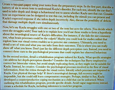 create a two part paper using your notes from the preparatory steps in the first part describe a battery of six to seven tests to understand kaylas disorder for each test identify the cue th 49206