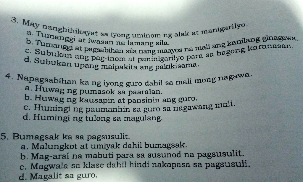 SOLVED: Gawain Sa Pagkatuto Bilang 4: Basahin At Unawain Ang Bawat ...