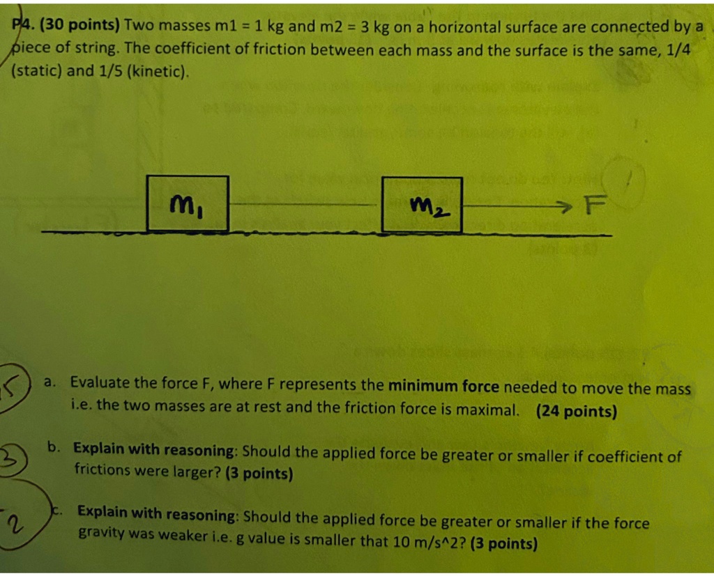 solved-30-points-two-masses-m1-1kg-and-m2-3kg-on-a-horizontal