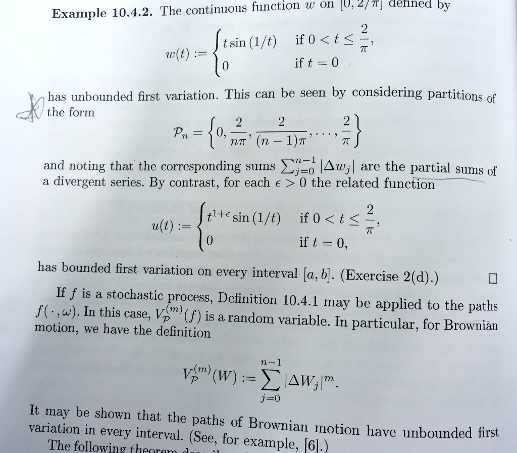 the continuous function w on u 2 tr denned by example 1042 2 tsin 