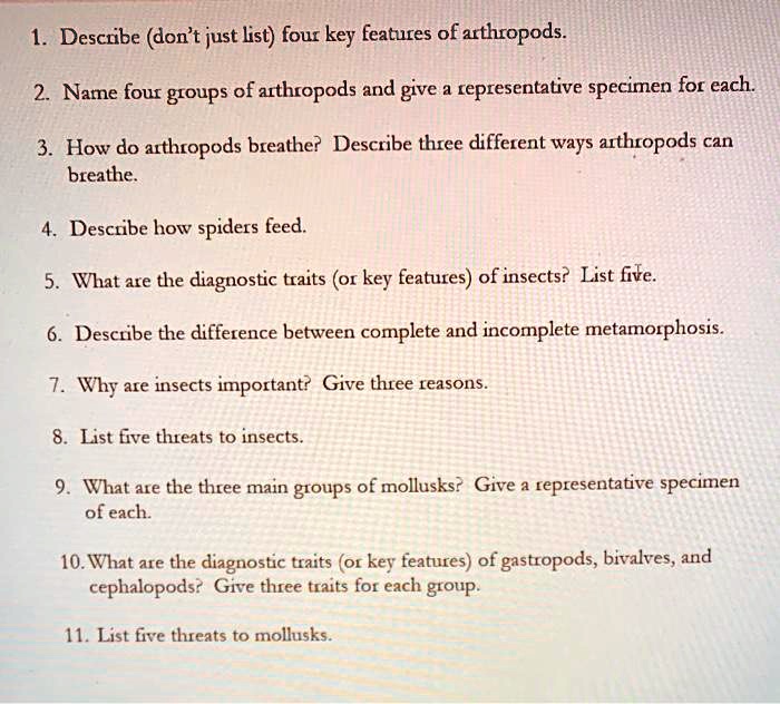 SOLVED: Describe (don't just list) four key features of arthropods