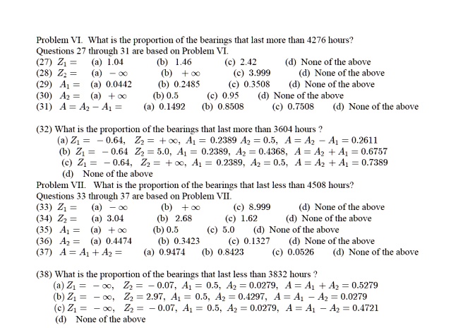 SOLVED: Use the following information from problem VI to solve the ...