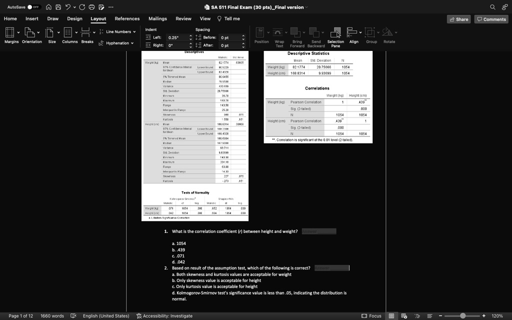 SOLVED AutoSave OFF SA 511 Final Exam (30 pts)Final version Q Home