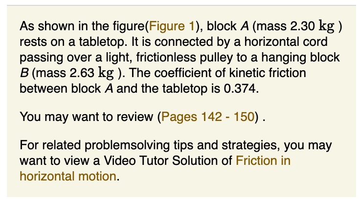 as shown in the figurefigure 1 block a mass 230 kg rests on a tabletop ...