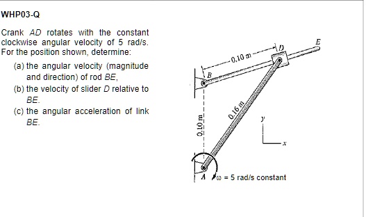 WHP03-Q Crank AD rotates with the constant clockwise angular velocity ...