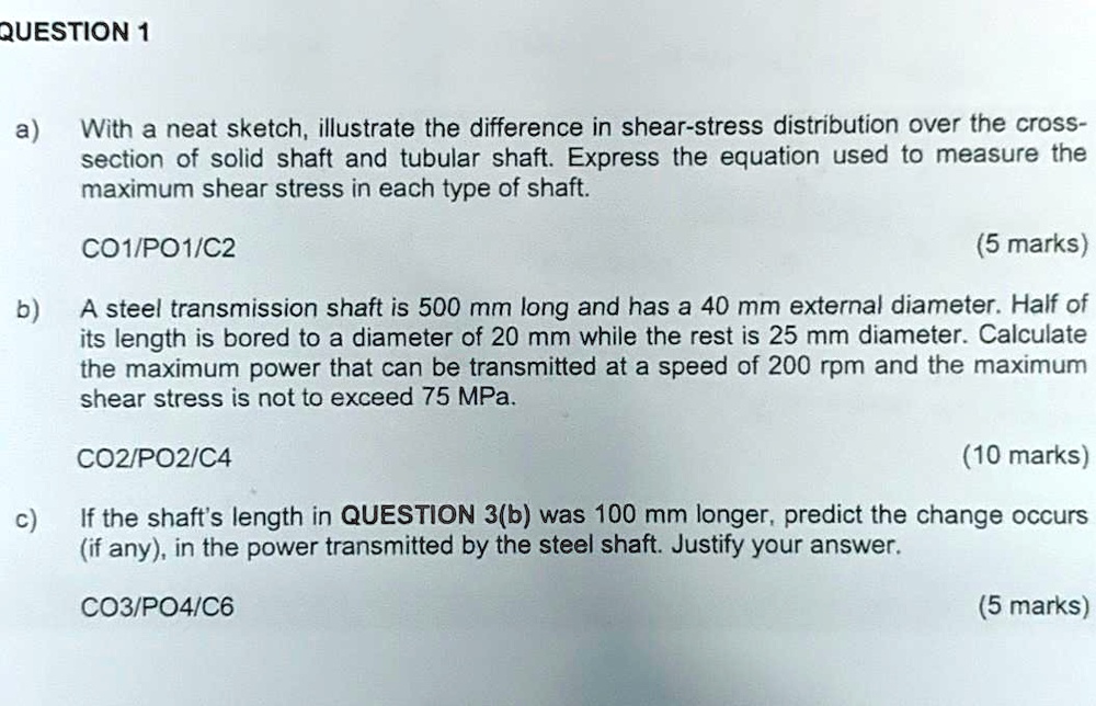 QUESTION 1 a) With a neat sketch, illustrate the difference in shear ...
