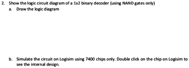 SOLVED: 2. Show the logic circuit diagram of a 1x2 binary decoder ...