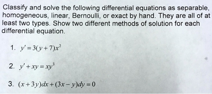 Classify And Solve The Following Differential Equation Itprospt