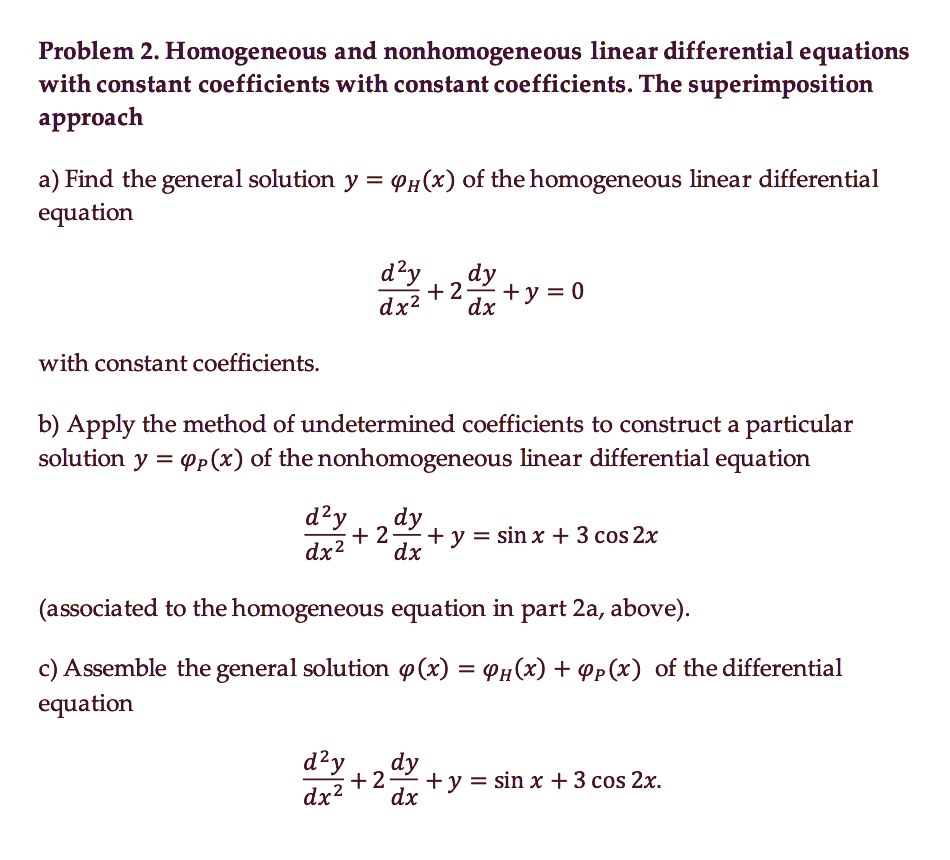 Solved Problem 2 Homogeneous And Nonhomogeneous Linear Differential Equations With Constant 5488