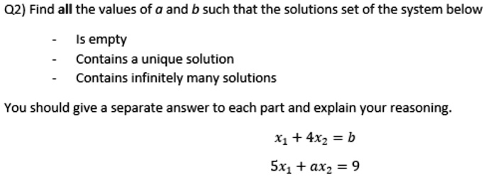 02 find all the values of and b such that the solutions set of the ...