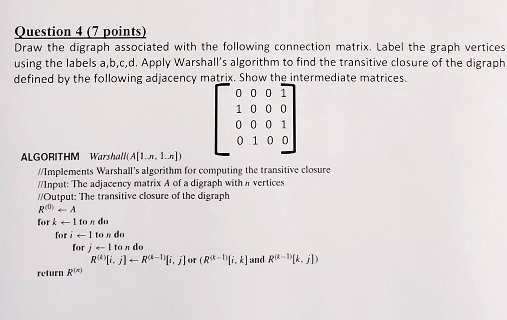 SOLVED: Algorithm Design and Analysis Question 4 (Z points): Draw the ...