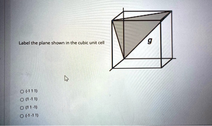 SOLVED: Label the plane shown in the cubic unit cell. 9 -111 O1-11 O(11 ...