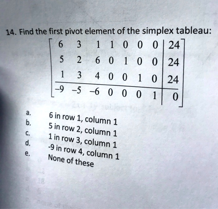 14-find-the-first-pivot-element-of-the-simplex-table-solvedlib