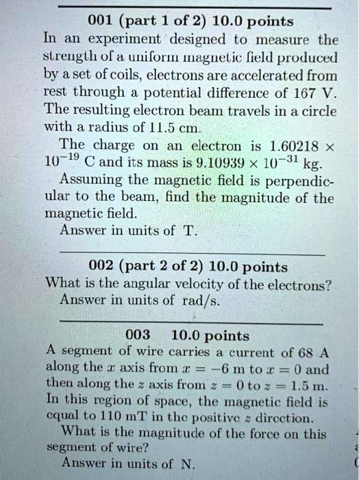 Texts 001 (part 1 of 2) 10.0 points In an experiment designed to