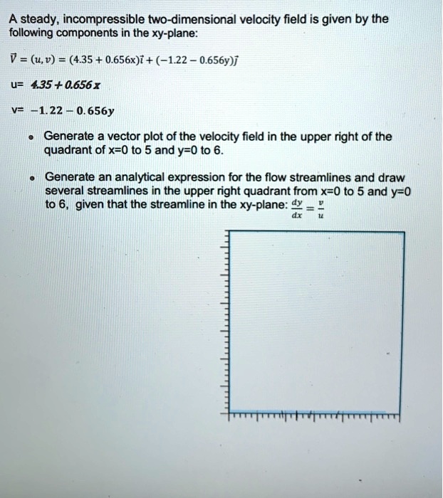 SOLVED: A steady, incompressible two-dimensional velocity field is ...