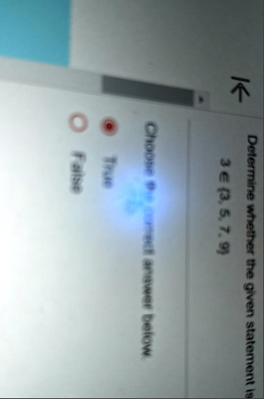 determine whether the given statement is 3 in 3 5 7 9 choose the correct answer below false true 88333