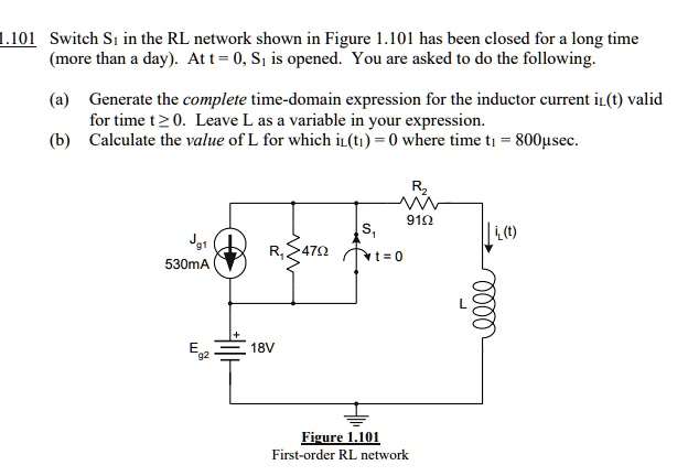 1.101 Switch S? in the RL network shown in Figure 1.101 has...