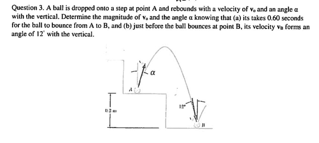 Question 3. A ball is dropped onto a step at point A and rebounds with ...