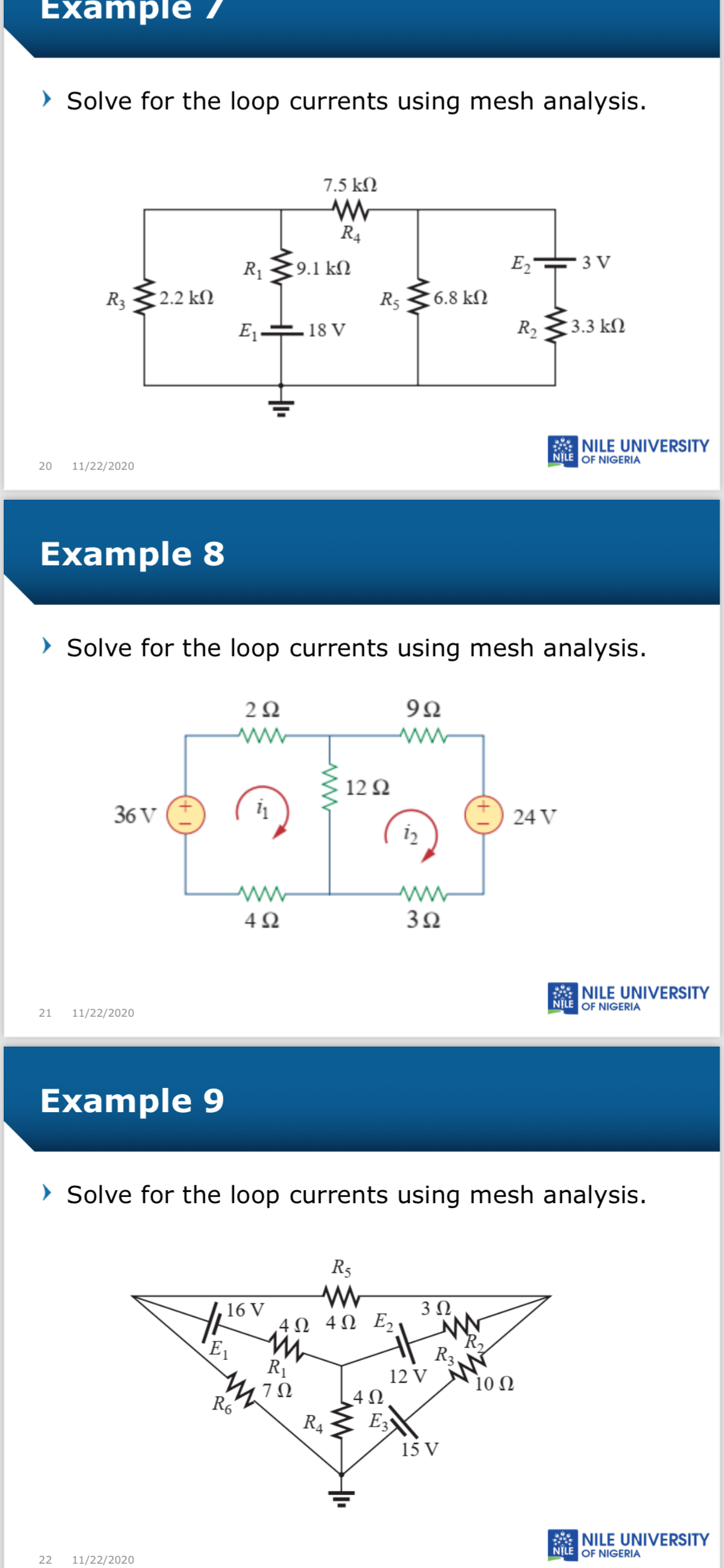 example solve for the loop currents using mesh analysis 20 11222020 ...