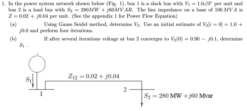 In the power system network shown below (Fig: 1), bus 1 is a slack bus ...