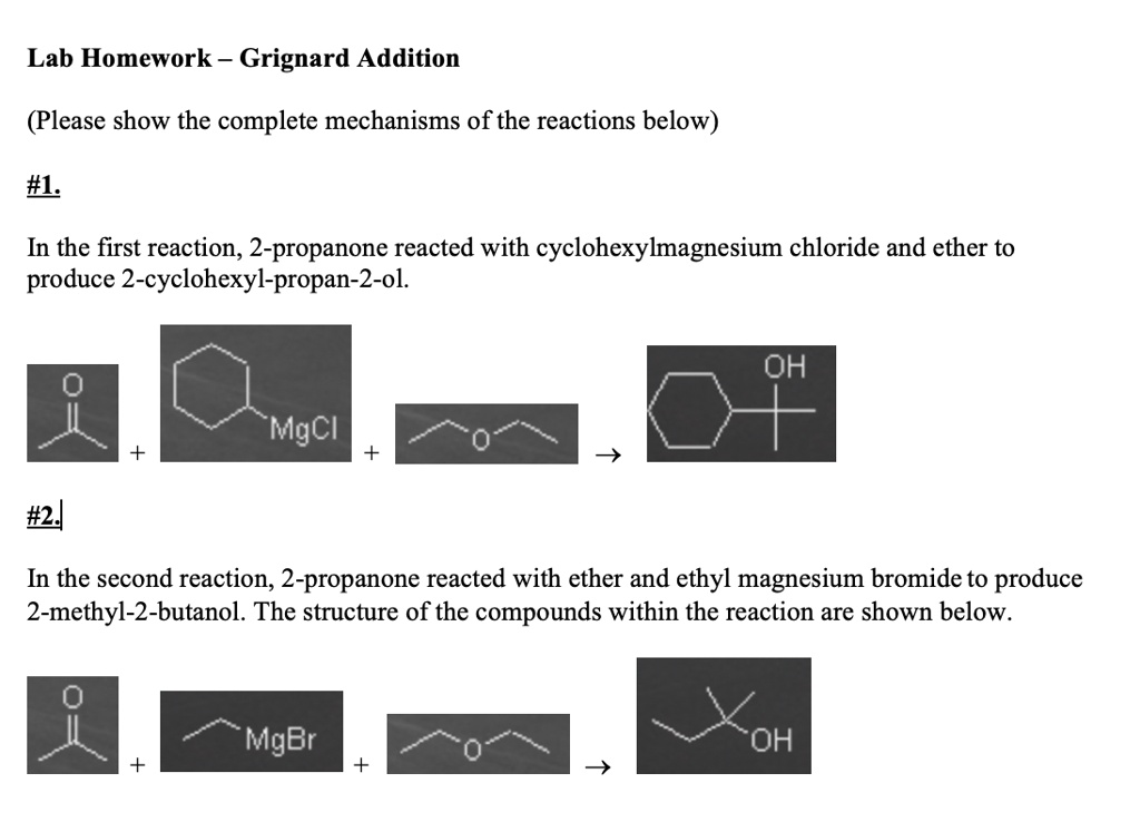 Solved Lab Homework Grignard Addition Please Show The Complete