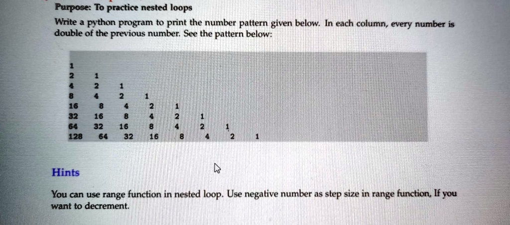Write a Python program to print the number pattern given below. In each ...