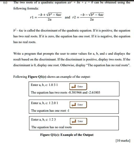 JAVA Two FOOS quadratic equation obtained using the following formula ...