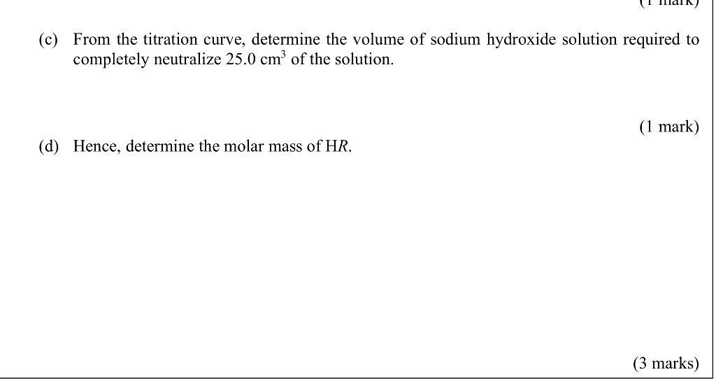 SOLVED From the titration curve, determine the volume of sodium