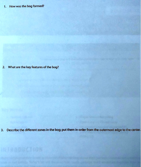 SOLVED How was the bog formed? What are the key features of the bog