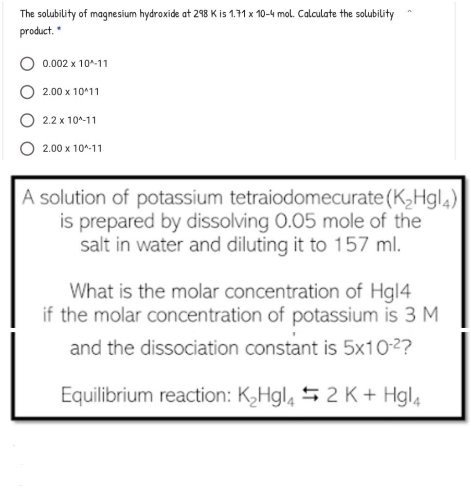 The solubility of magnesium hydroxide at 298 K is 1.7… SolvedLib
