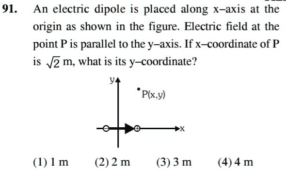 91 an electric dipole is placed along x axis at the origin as shown in ...