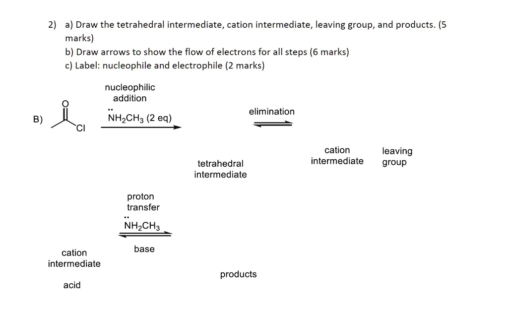 Solved: 2) A) Draw The Tetrahedral Intermediate, Cation Intermediate 