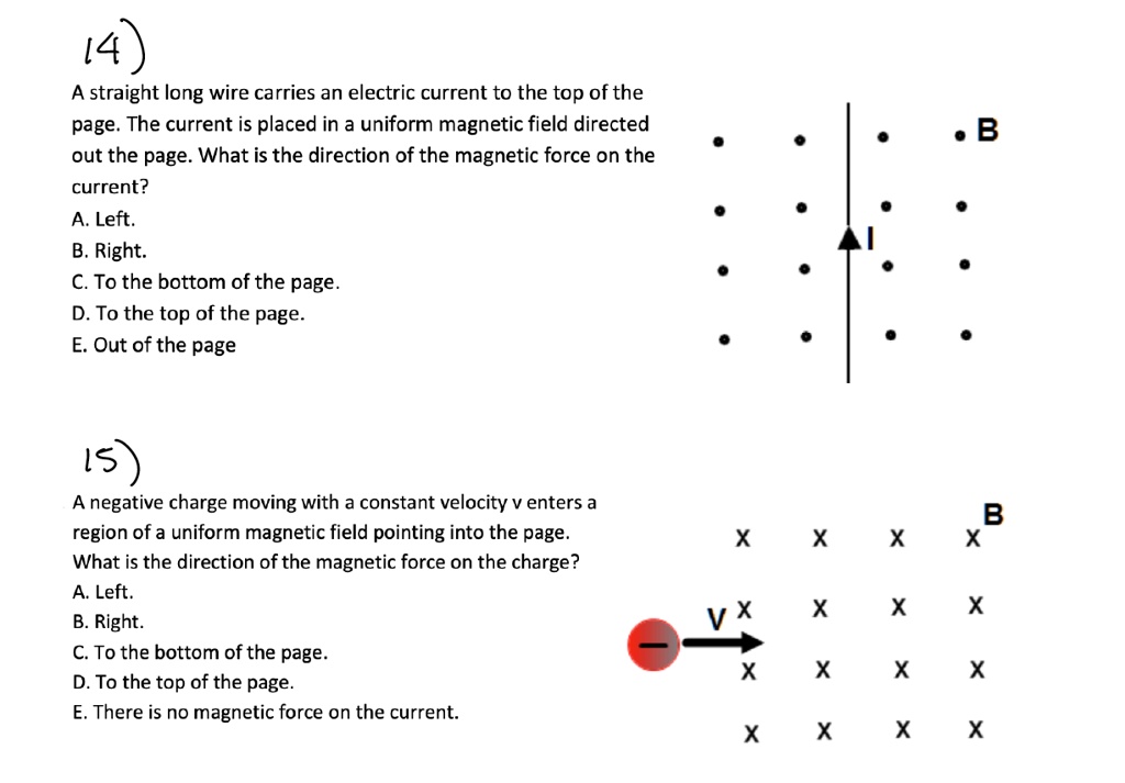 solved-14-a-straight-long-wire-carries-an-electric-current-to-the-top