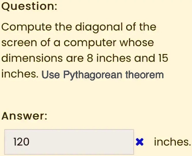 SOLVED: Question: Compute the diagonal of the screen of a computer ...