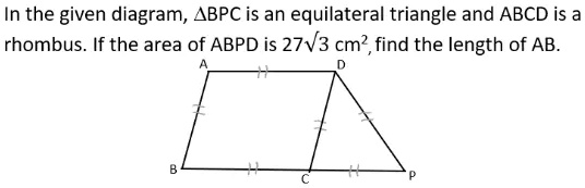 SOLVED: In the given diagram, ABPC is an equilateral triangle and ABCD ...