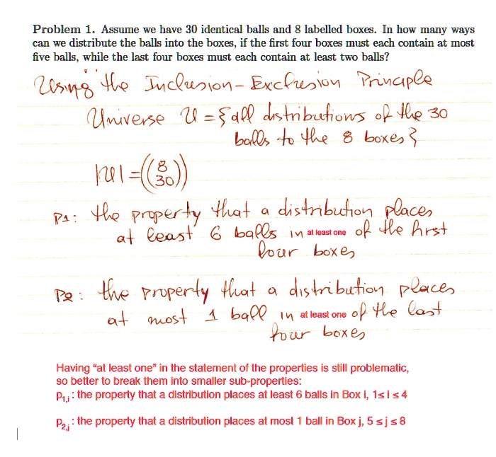 SOLVEDProblem 1. Assume we have 30 identical balls and & labelled