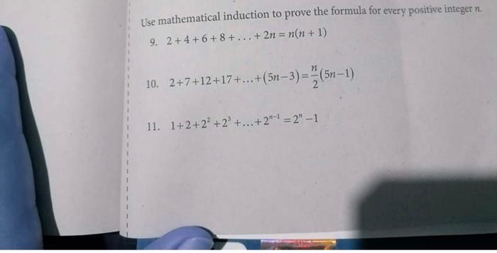 Solved Induction To Prove The Formula For Every Positive Integer N Lse Mathematical 2 4 6 8 Zn N N 1 10 2 7 12 17 1 5n 3 2 Sn 1 M1 1 2 27 2 2 1 2